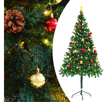 vidaXL Arbre de Noël artificiel avec boules et LED Vert 180 cm