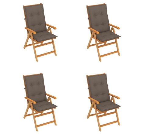Vidaxl chaises de jardin 4 pcs avec coussins taupe bois de teck massif