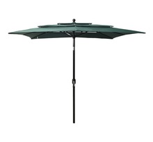 Vidaxl parasol à 3 niveaux avec mât en aluminium vert 2 5x2 5 m