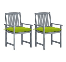 Vidaxl chaises de jardin avec coussins 2 pcs gris bois d'acacia massif