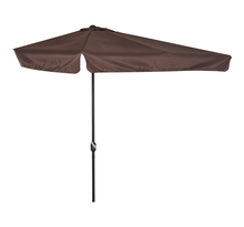 Demi parasol - parasol de balcon 5 entretoises métal dim. 2,3L x 1,3l x 2,49H m polyester haute densité chocolat
