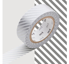 Masking tape mt 1,5 cm rayé argent et blanc