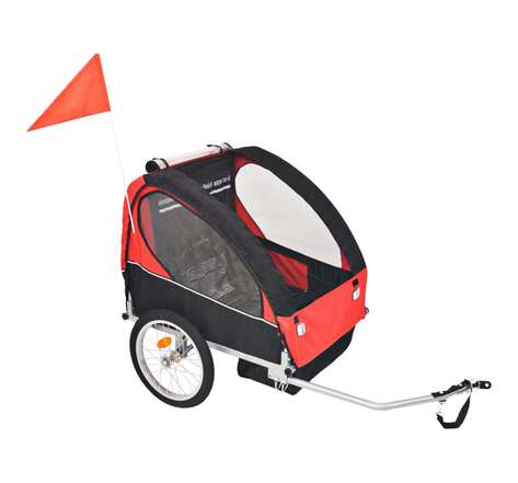 Vidaxl remorque de vélo pour enfants rouge et noire 30 kg