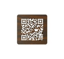 Menu sans contact pictogramme carré QR Code pour présentation menu hôtel restaurant - Couleur effet bois foncé