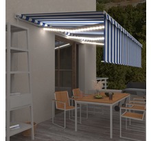 vidaXL Auvent manuel rétractable avec store et LED 6x3 m Bleu et blanc