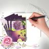 Lot 5 cartes "invitation" fleurs violettes avec 5 enveloppes blanches 9x14cm