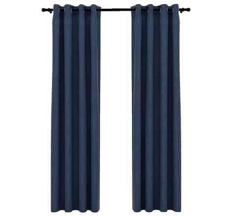 Vidaxl rideaux occultants aspect lin avec œillets 2 pcs bleu 140x225cm