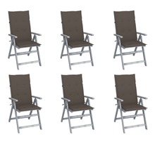 Vidaxl chaises inclinables de jardin 6 pcs avec coussins bois d'acacia