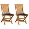 Vidaxl chaises de jardin avec coussins bleu royal 2 pcs bois de teck