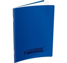 Cahier 140 pages seyès 90 g  couverture polypropylène bleu  format 17 x 22 cm  CONQUERANT
