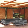 vidaXL Salon de jardin 14 Pièces avec coussins gris bois de pin solide