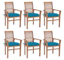 Vidaxl chaises à dîner 6 pcs avec coussins bleu clair bois de teck