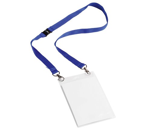 Bte de 10 Badges évènementiels avec ruban en tissu A6 Bleu DURABLE