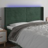 vidaXL Tête de lit à LED Vert foncé 183x16x118/128 cm Velours