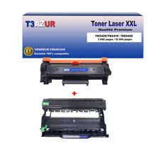 Kit Tambour+Toner compatibles avec Brother TN2420  DR2400 pour Brother MFC-L2712DN  L2712DW  L2710DN  L2710DW  L2713DW  L2715DW - 3 000 pages - T3AZUR