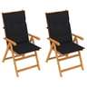 Vidaxl chaises de jardin 2 pcs avec coussins noir bois de teck massif