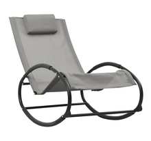 Vidaxl chaise longue avec oreiller acier et textilène gris