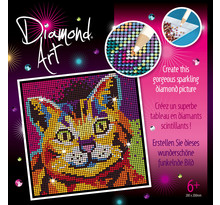 Tableau art diamond strass et diamants chat