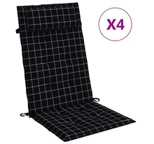 Vidaxl coussins de chaise à dossier haut lot de 4 carreaux noir