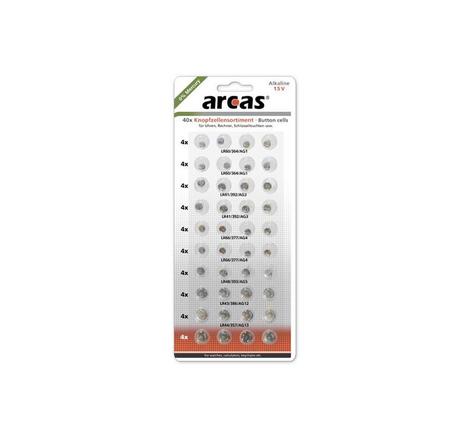 Pack de 40 piles bouton Arcas AG3-AG13 0% Mercury/Hg ARCAS