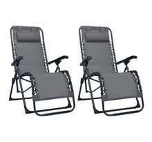 Vidaxl chaises pliables de terrasse 2 pcs gris textilène