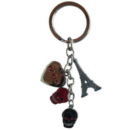 Porte clefs en métal Paris charms - Skull