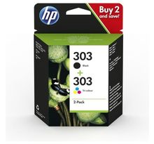 HP 303 Pack de 2 cartouches d'encre noire et trois couleurs authentiques