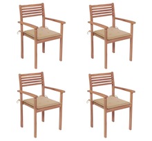 Vidaxl chaises de jardin 4 pcs avec coussins beige bois de teck solide