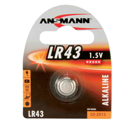 Pile bouton d'alcaline 'LR43', 1,5 volt (V12GA) ANSMANN