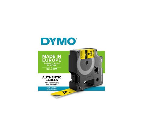 Dymo rhino - etiquettes industrielles nylon flexible 19mm x 3.5m - noir sur jaune