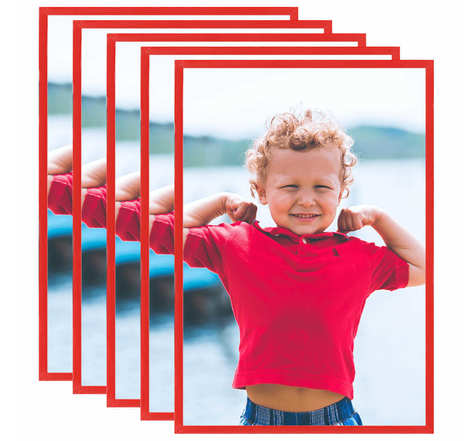vidaXL Collage de cadres photo 5 Pièces de table Rouge 10x15 cm MDF