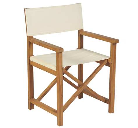 Vidaxl chaise pliable de metteur en scène bois de teck blanc crème