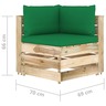 Vidaxl canapé d'angle sectionnel avec coussins bois imprégné de vert