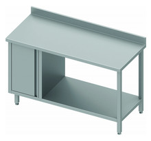 Table de travail inox adossée avec porte et etagère - gamme 800 - stalgast - 1600x800 x800xmm