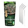 Thé vert Bio et riz complet Genmaicha 100 g + 4 pailles en inox