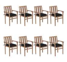 Vidaxl chaises de jardin empilables avec coussins 8 pcs teck solide