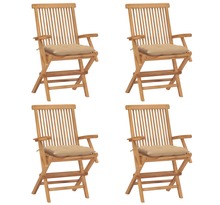 Vidaxl chaises de jardin avec coussins beige 4 pcs bois de teck massif
