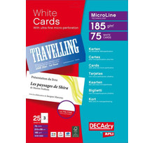 Pack 75 Cartes 210X99mm 185G. Blanc