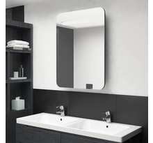 vidaXL Armoire de salle de bain à miroir LED Gris brillant 60x11x80 cm