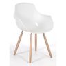 Chaise coque Vilma polypropylène blanc, pieds métal coloris bois naturel