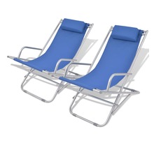 Vidaxl chaises inclinables de terrasse 2 pcs acier bleu