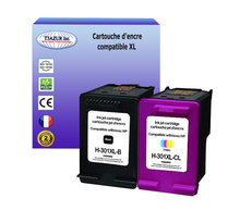 1+1 Cartouches compatibles avec HP Deskjet 2546, 2547, 2548, 2549, 2550 remplace HP 301XL-  (Noire+Couleur) - T3AZUR