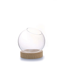 Vase globe avec socle en Bois Ø20cm