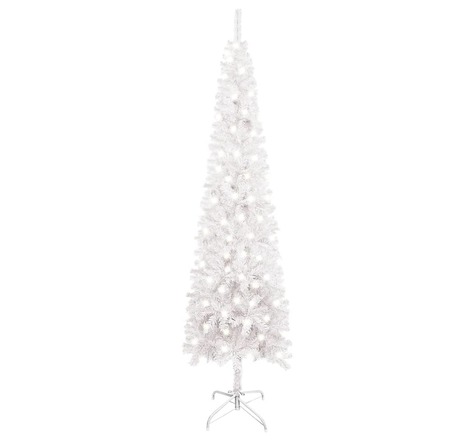 Vidaxl arbre de noël mince avec led blanc 180 cm