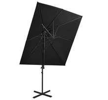 Vidaxl parasol déporté à double toit noir 250x250 cm