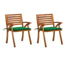 Vidaxl chaises à dîner de jardin avec coussins 2 pcs acacia massif