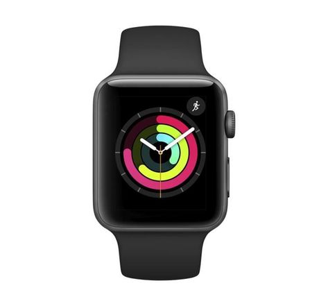 Apple Watch Series 3 GPS, 42mm Boîtier en aluminium gris sidéral avec bracelet sport noir