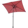 Parasol droit rectangulaire 1,4 x 2,10 m - inclinable & avec manivelle - Mat aluminium et toile polyester 160g - Rouge
