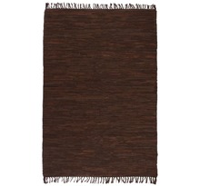 Vidaxl tapis chindi cuir tissé à la main 160 x 230 cm marron