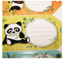 12 étiquettes adhésives scolaires - Rectangle - Pandas